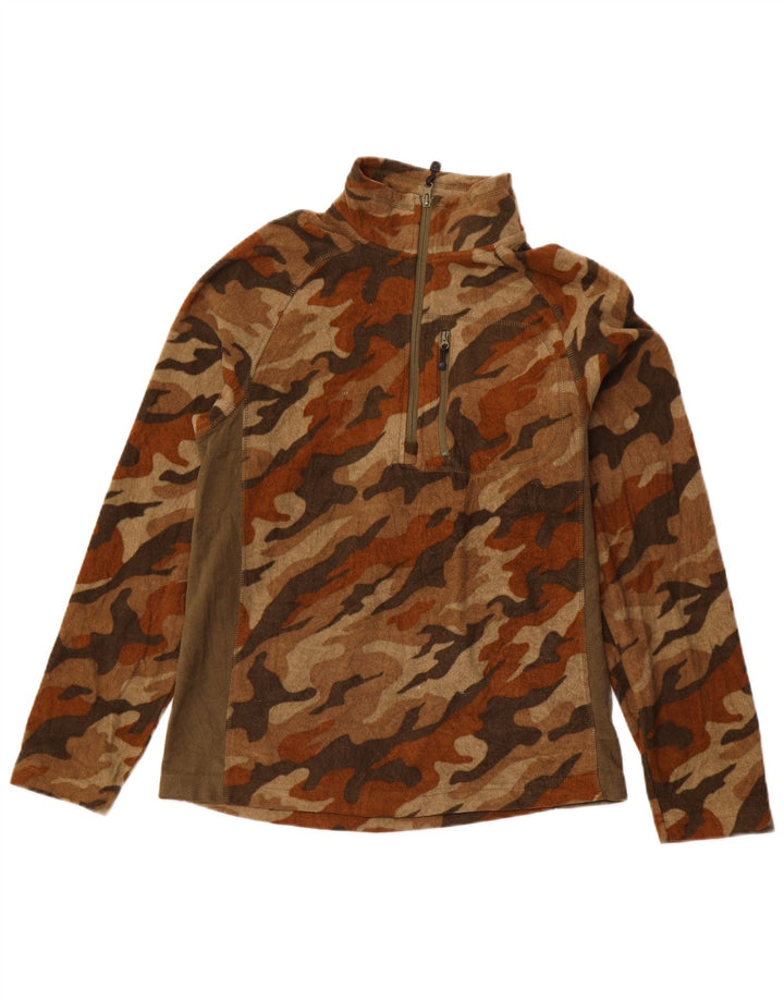 STARTER Pull Polaire à Col Zippé pour Homme Petit Marron Camouflage Sports