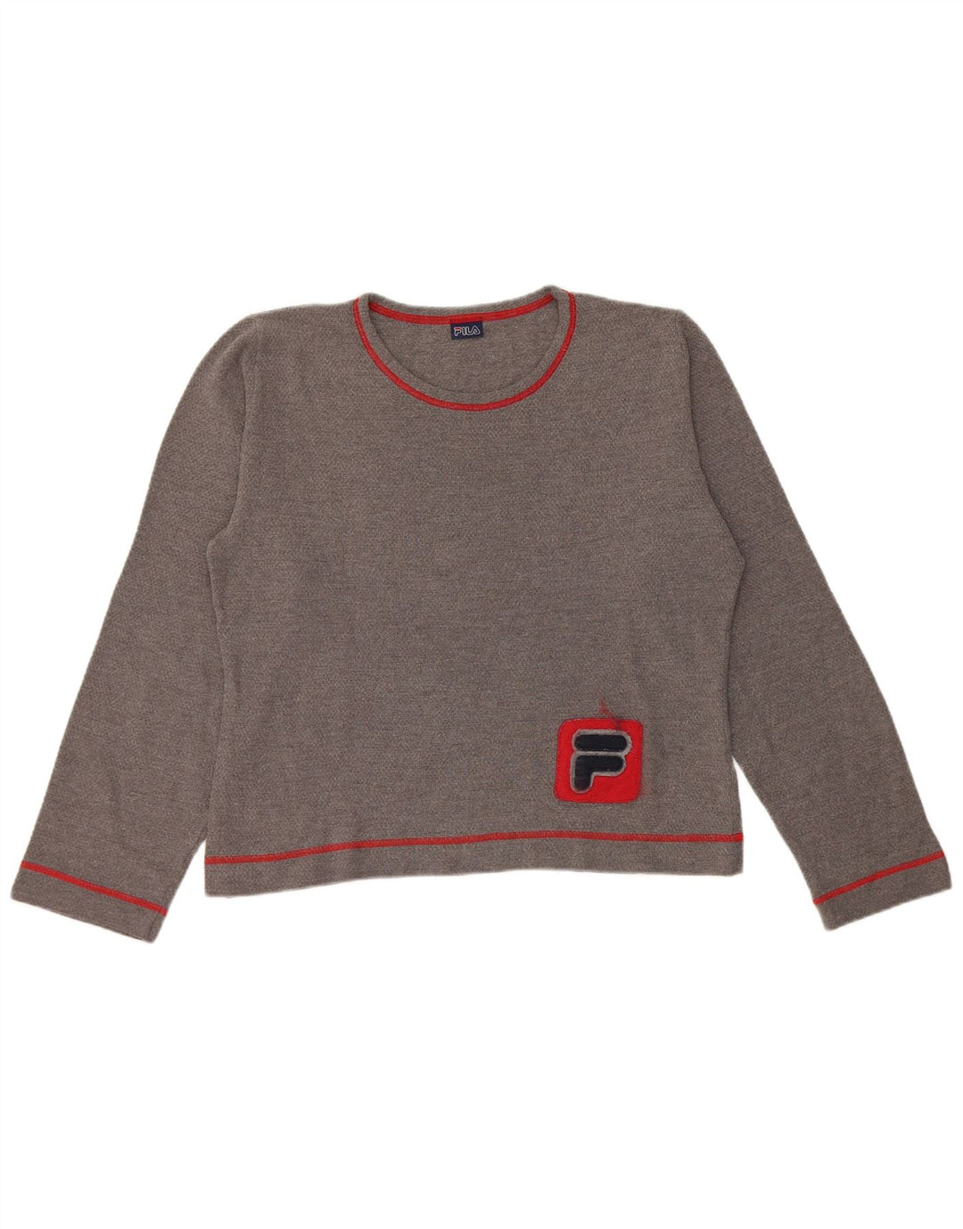 Fila Haut court graphique à manches longues pour femme UK 16 Large Gris
