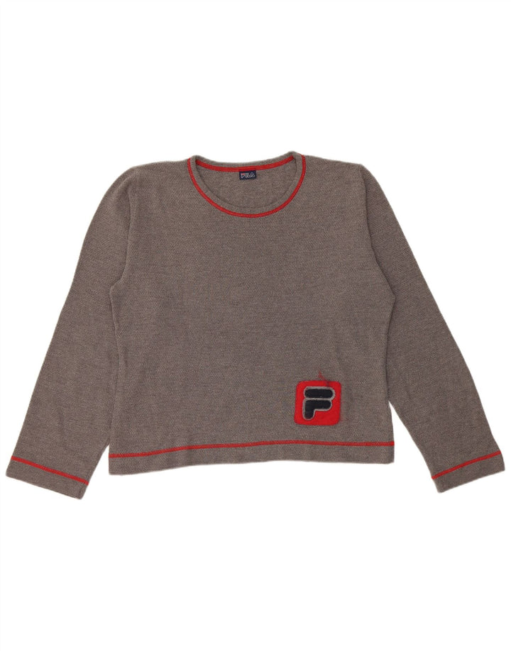 Fila Haut court graphique à manches longues pour femme UK 16 Large Gris
