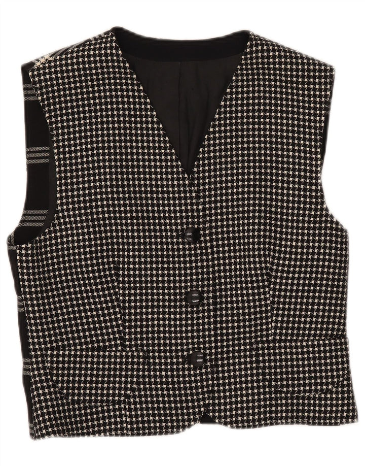 VINTAGE Gilet Femme UK 12 Medium Black Check