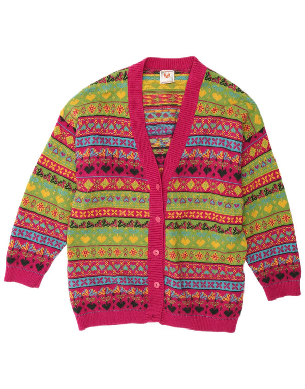 Stefanel Womens Cardigan Sweater UK 16 Large Multicolore Fair Isle