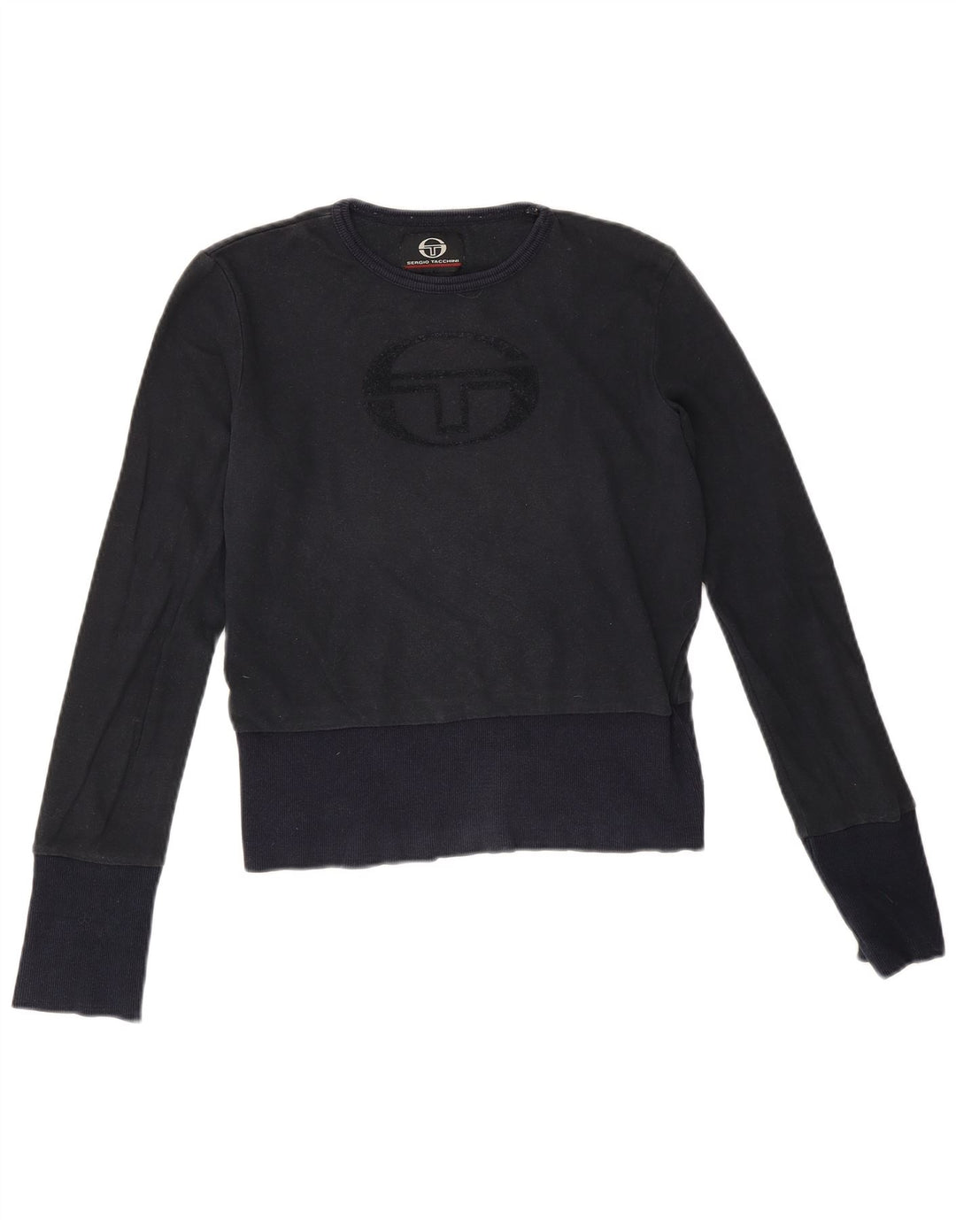 Sergio Tacchini Haut court graphique à manches longues pour femme UK 12 Bleu marine moyen