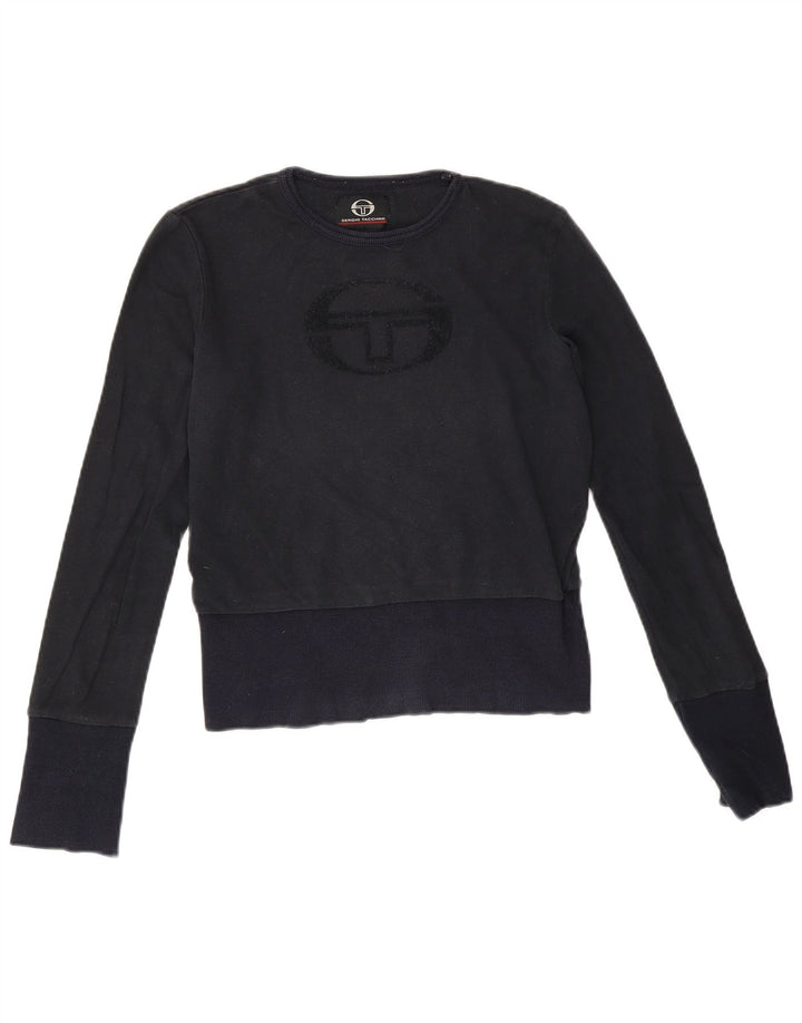 Sergio Tacchini Haut court graphique à manches longues pour femme UK 12 Bleu marine moyen