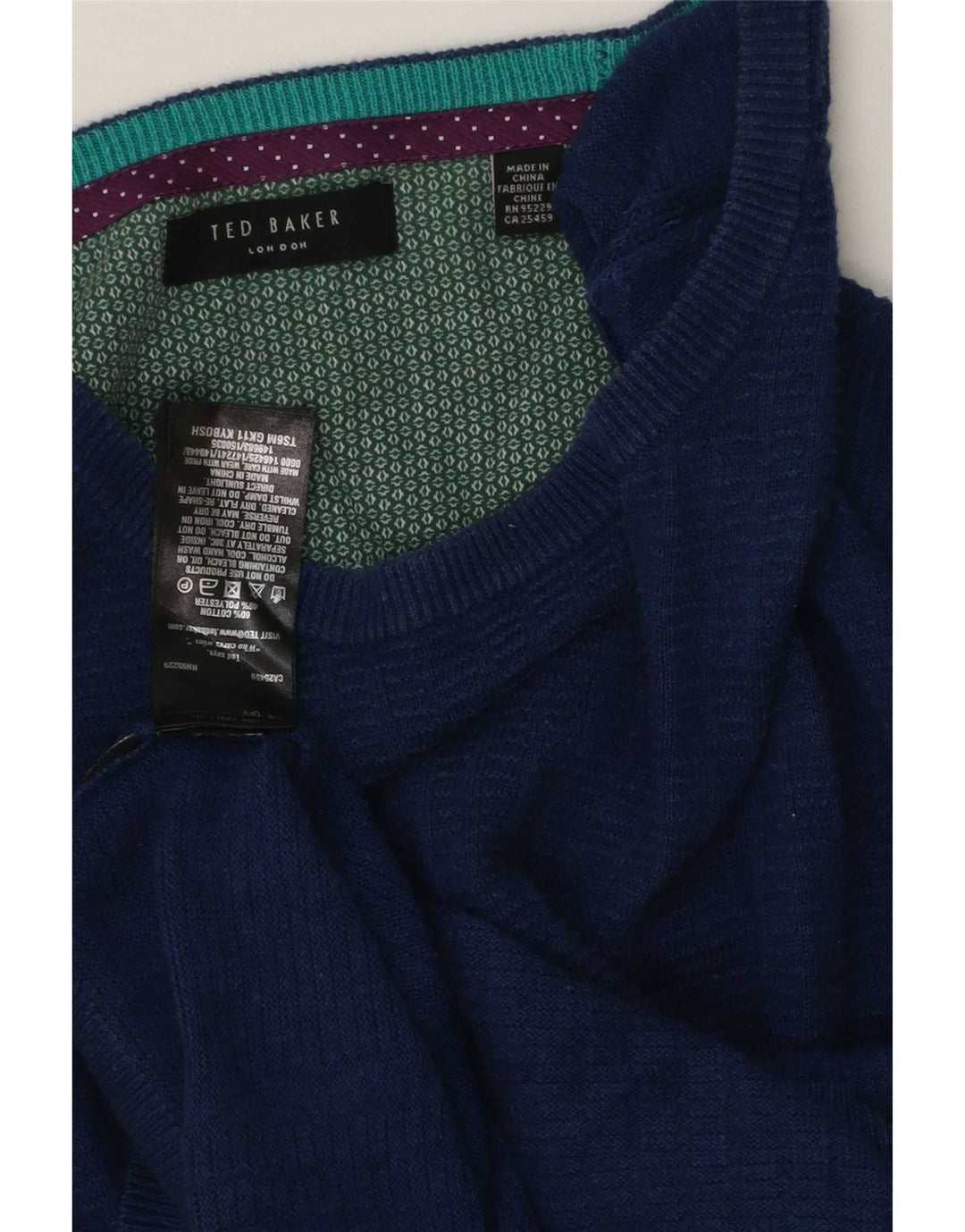 Ted Baker Pull col bateau pour homme en coton bleu Taille L