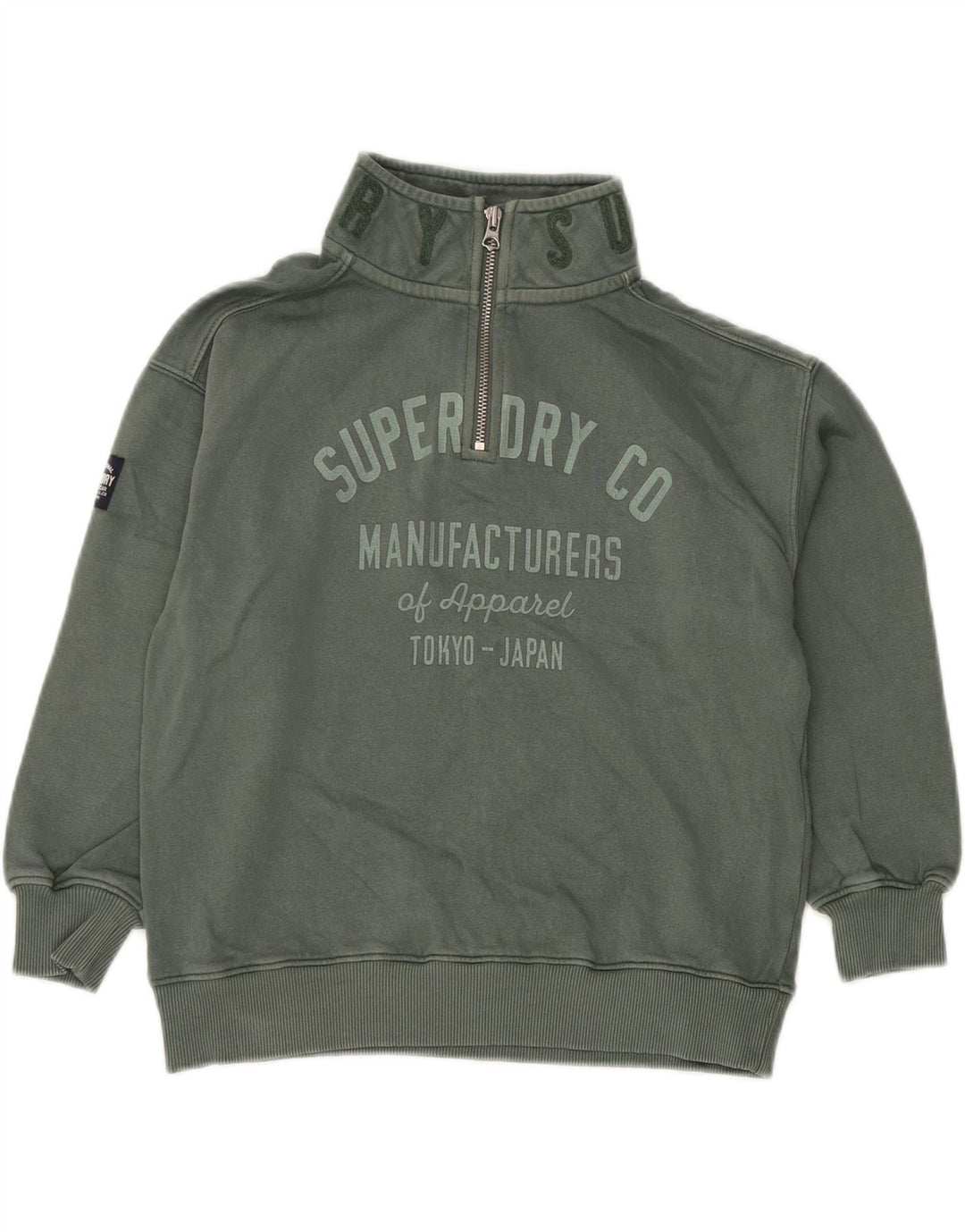 SUPERDRY Sweat-shirt graphique à col zippé pour garçon 7-8 ans Vert Coton