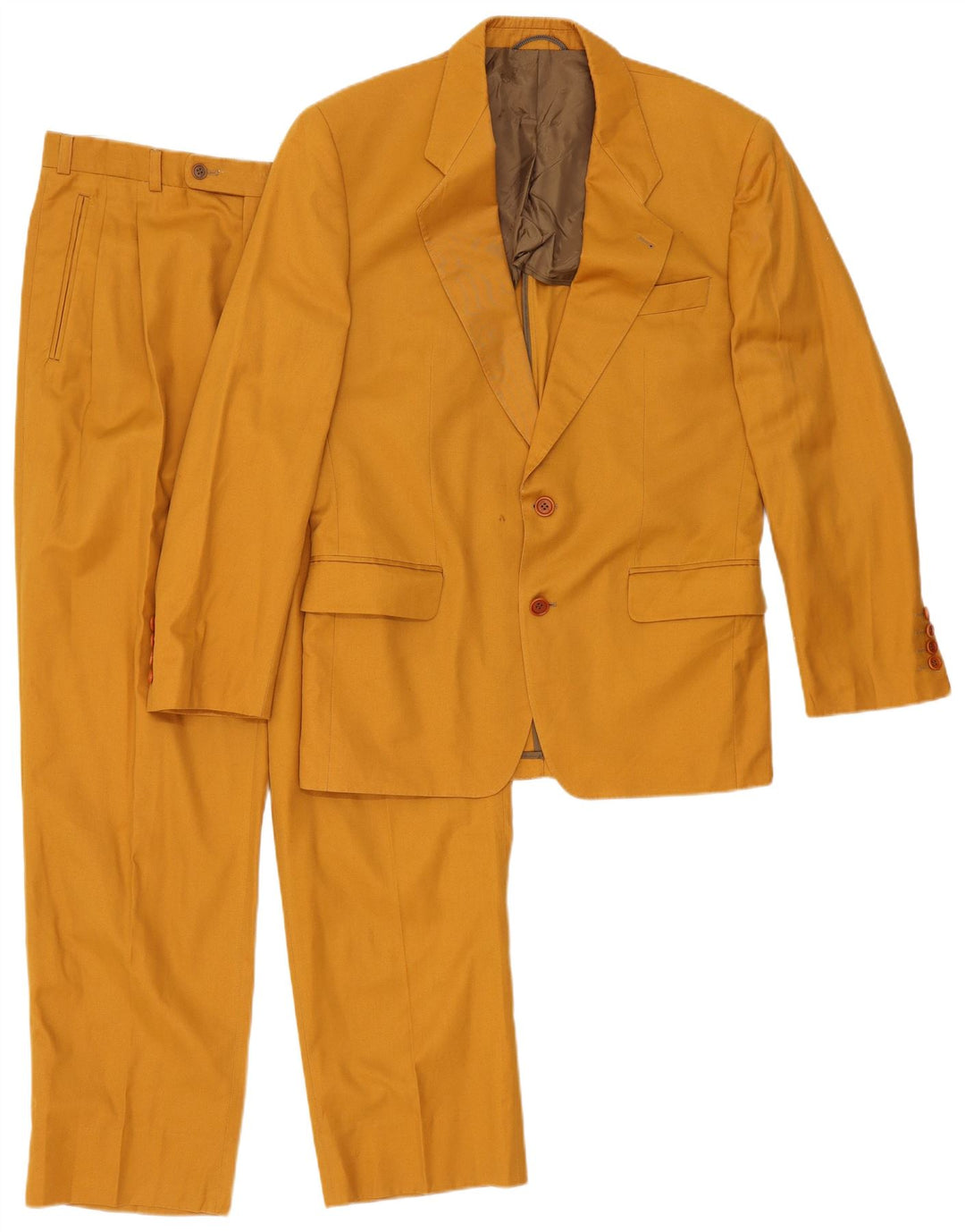 vintage Mens 2 Bouton 2 Pièces Costume IT 48 Moyen W32 L32 Coton Jaune