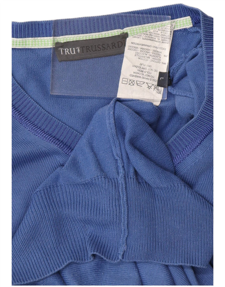 TRUSSARDI Pull col V Homme Grand Bleu Coton