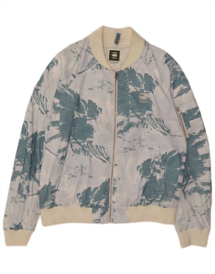 G-Star Veste Bomber Graphique Homme UK 44 2XL Bleu Floral Polyester