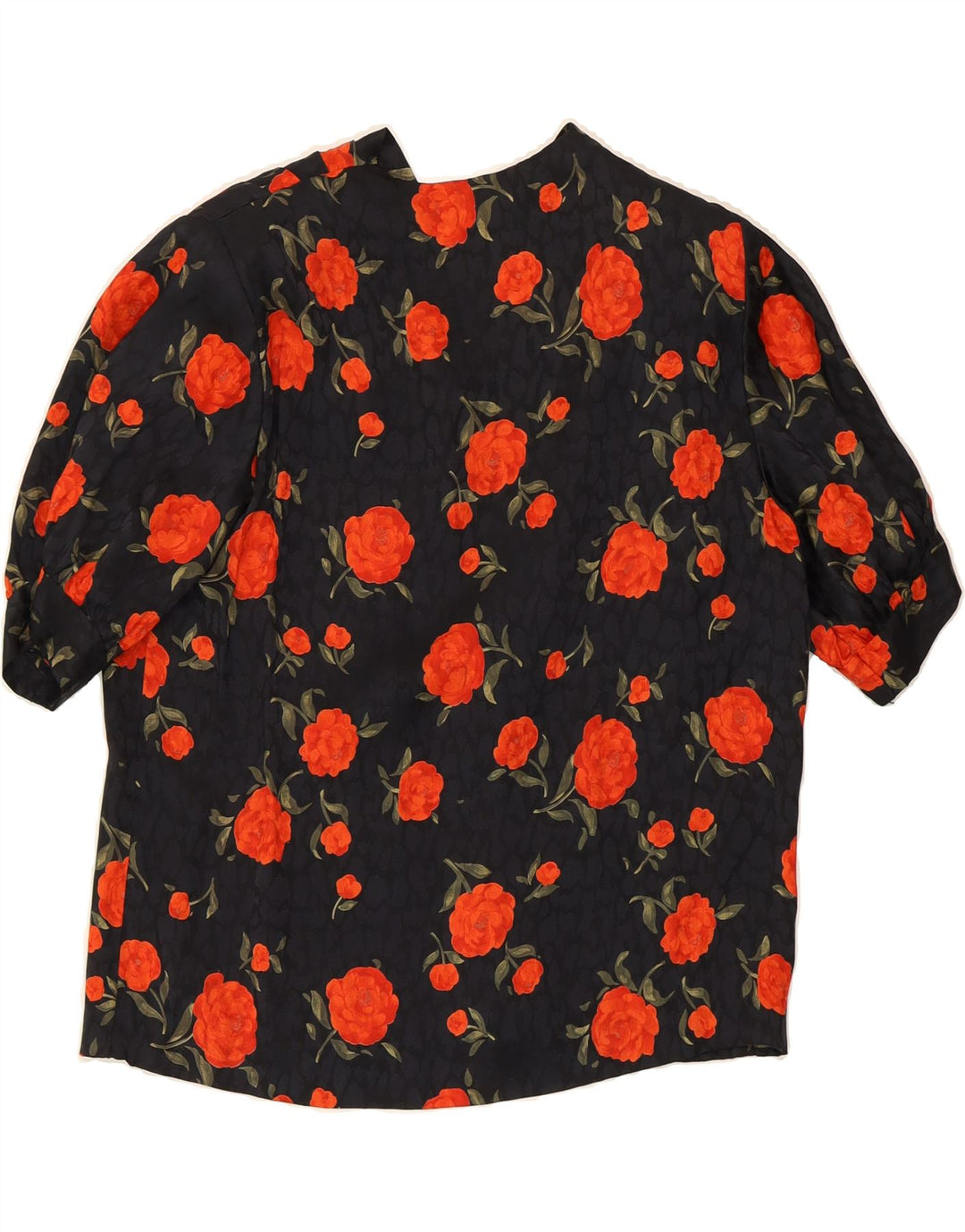 VINTAGE Womens Blouse Top UK 14 Large Black Floral Vintage Vintage and Second-Hand Vintage from Messina Hembry 