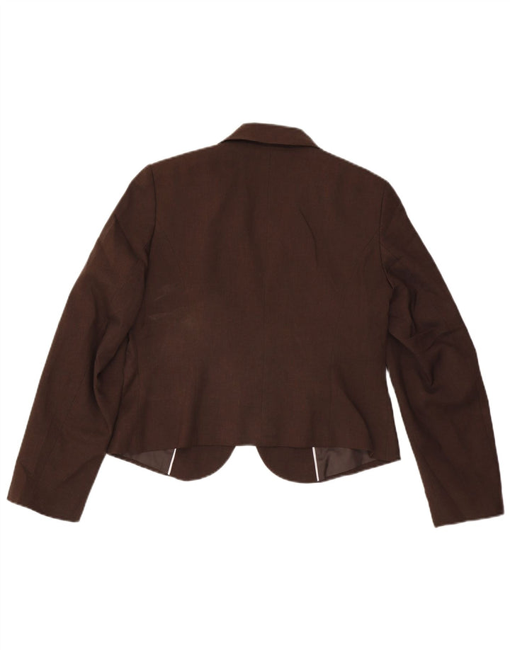 Marks & Spencer Veste blazer à 1 bouton pour femme UK 14 Marron moyen Polyester