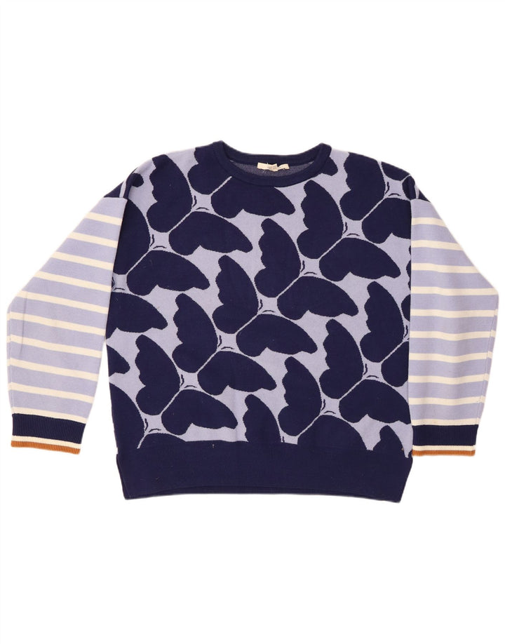 WHITE STUFF Pull ras du cou pour femme UK 14 Large Bleu marine rayé