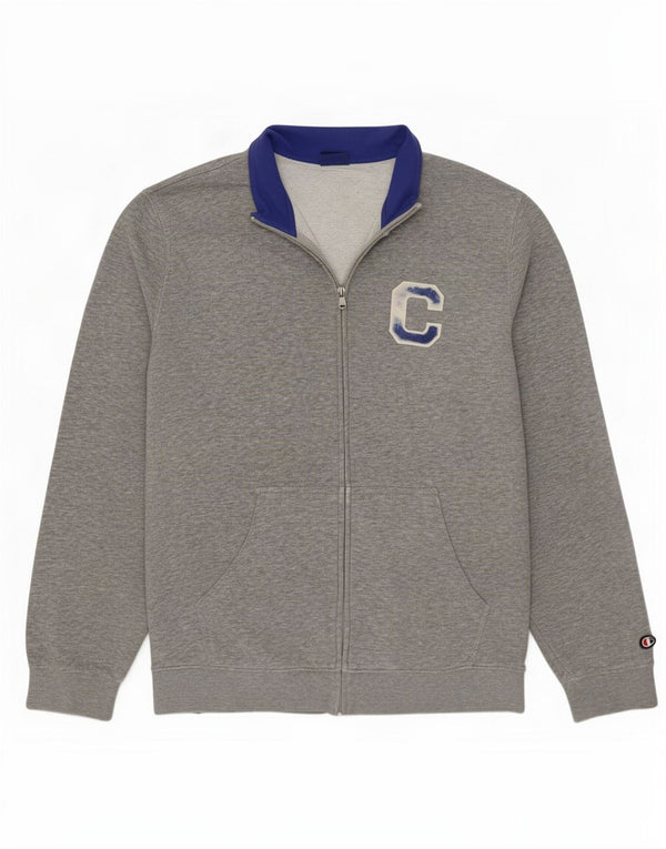 Champion Mens Tracksuit Top Jacket XL Grey Flecked Polyester