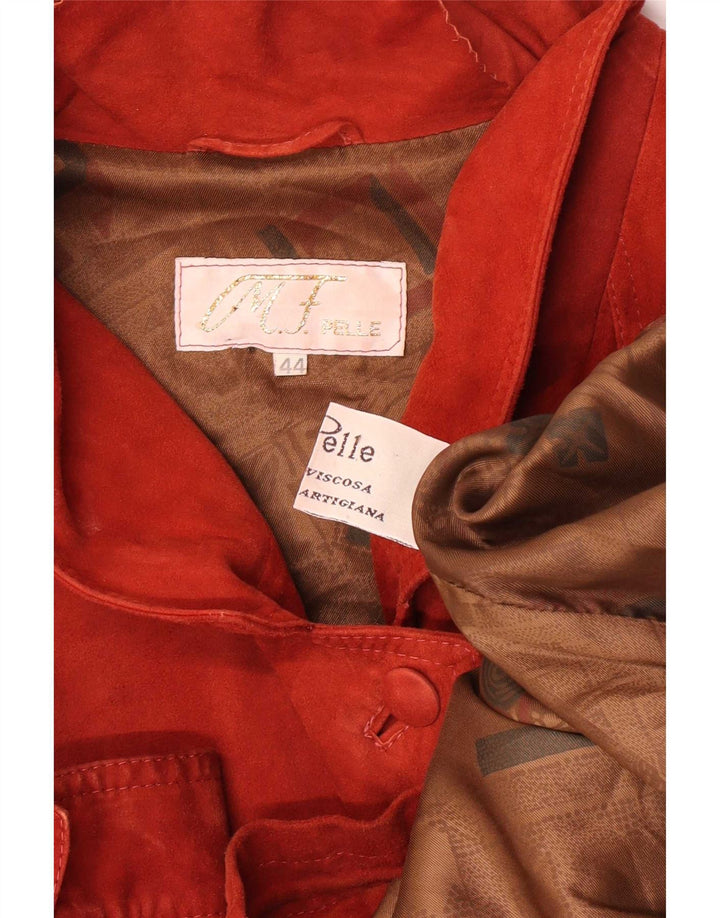 veste en daim surdimensionnée femme vintage IT 44 Cuir rouge moyen