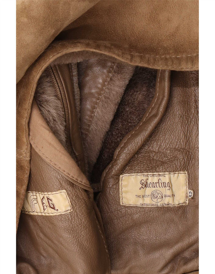 veste en peau de mouton homme vintage IT 52 XL Beige