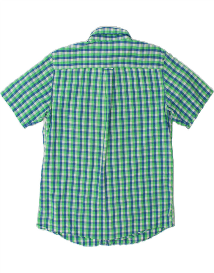 CHAPS Mens Short Sleeve Shirt Medium Green Check Cotton Vintage Chaps and Second-Hand Chaps from Messina Hembry 
