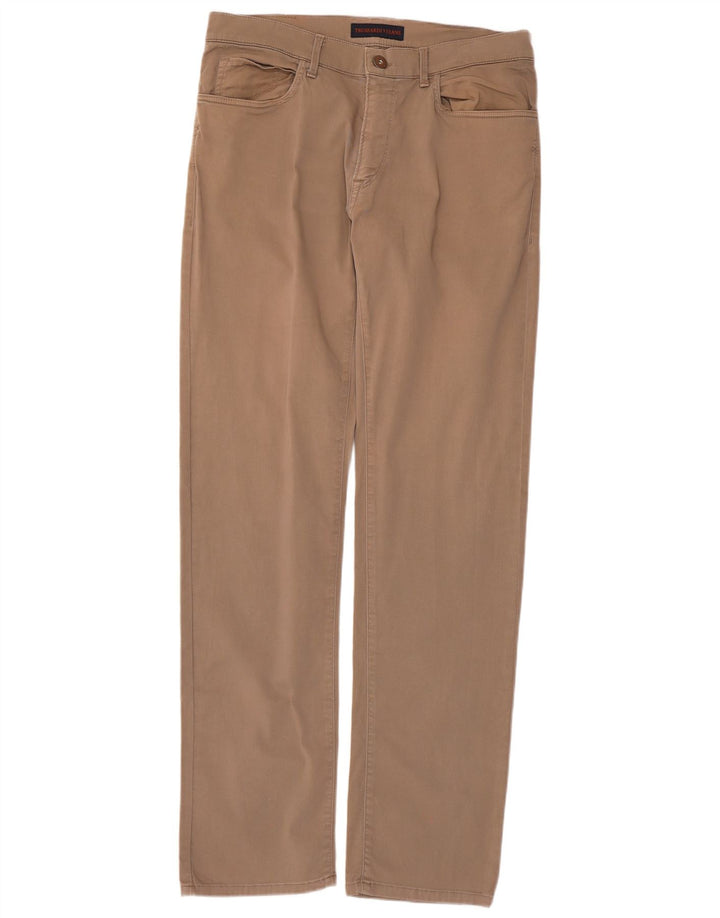 Trussardi Pantalon décontracté droit W35 L33 Beige Polyester