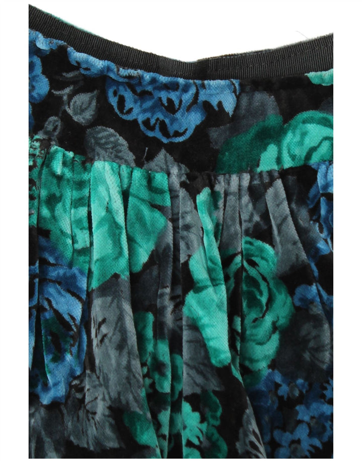 vintage Femme Velours A-Line Jupe W28 Moyen Multicolore Floral
