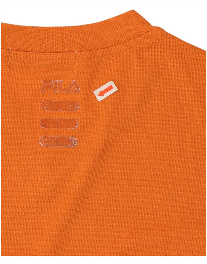 FILA T-Shirt Femme Top UK 16 Large Orange Polyester