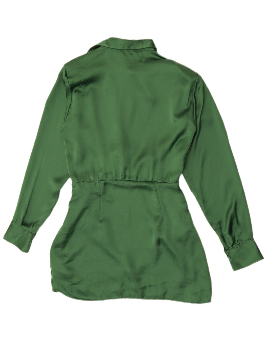 Zara Robe chemise à manches longues pour femme UK 12 Polyester vert moyen