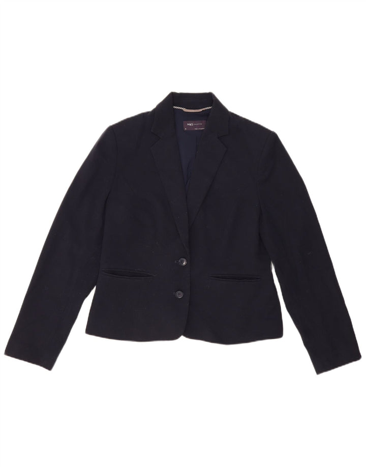 Marks & Spencer Veste blazer à 2 boutons pour femme UK 12 Bleu marine moyen