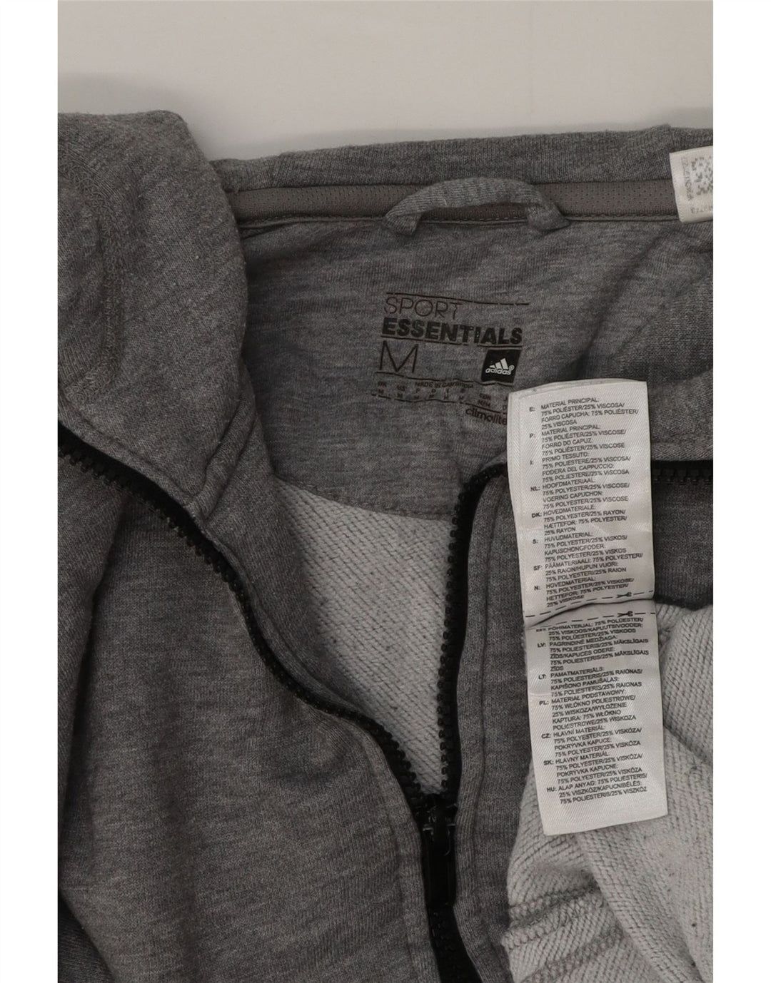 Adidas Pull à capuche zippé pour homme en coton gris moyen