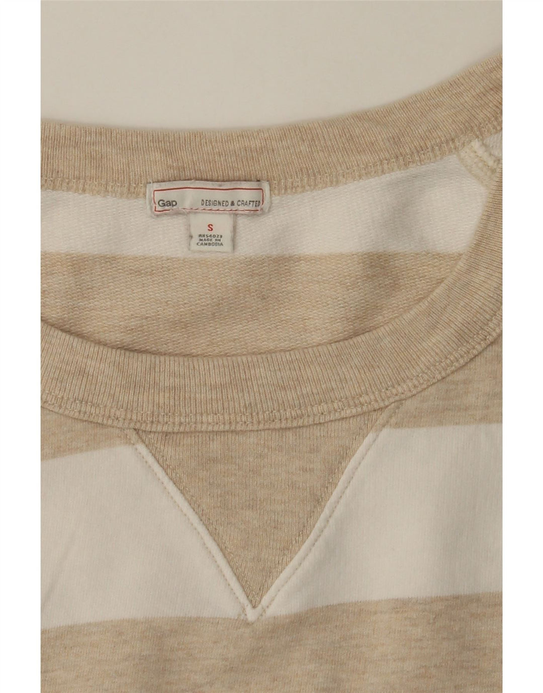 GAP Womens Sweatshirt Jumper UK 10 Small Beige Striped Cotton Vintage Gap and Second-Hand Gap from Messina Hembry 