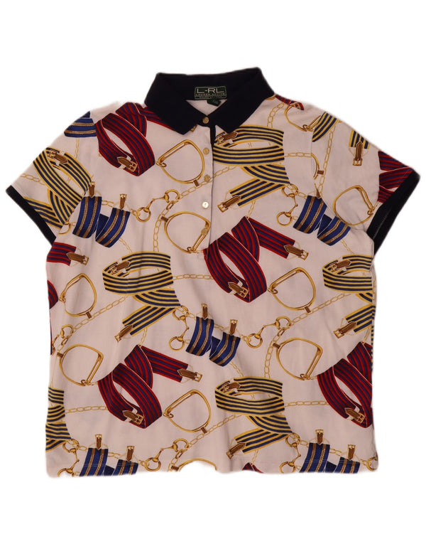 Ralph Lauren Polo à motif abstrait pour femme 2XL en coton blanc