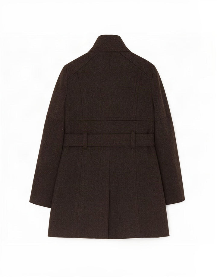Benetton Pardessus Femme IT 42 Laine à Chevrons Marron Moyen