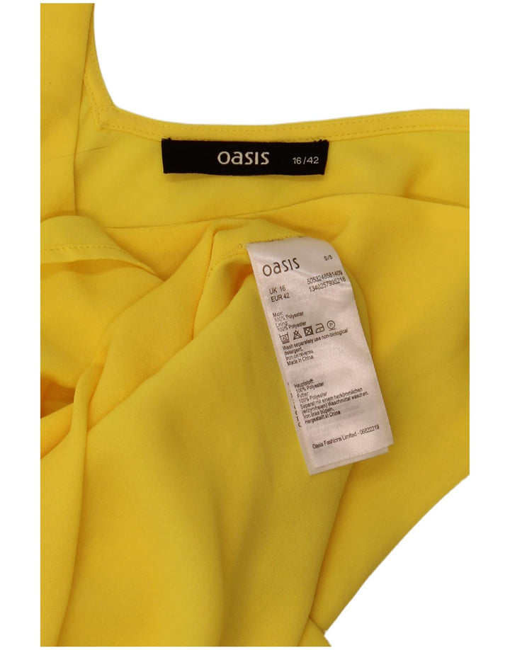 Oasis Chemisier sans manches pour femme UK 46 Large Jaune Polyester