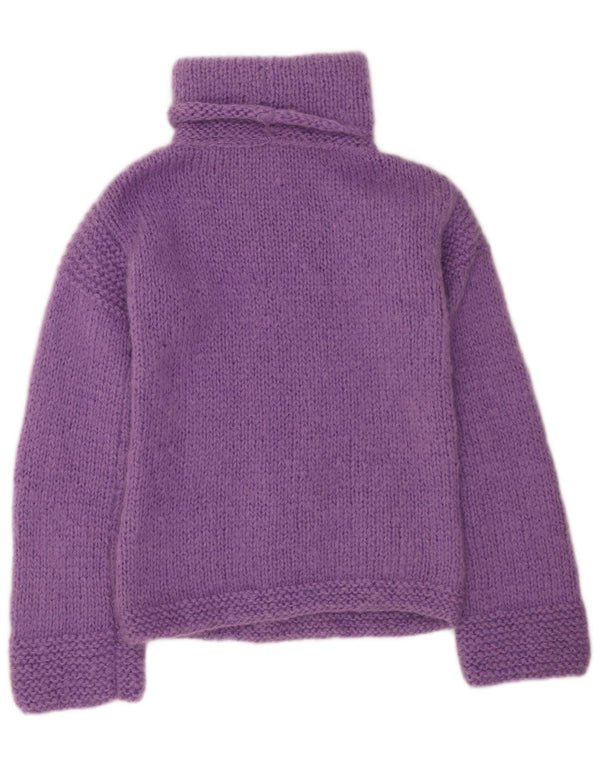 vintage Femmes Roll Neck Jumper Pull UK 12 Laine Violet Moyen