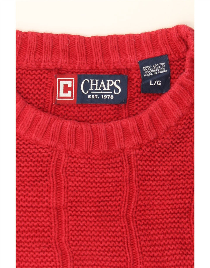CHAPS Mens Crew Neck Jumper Sweater Large Red Cotton Classic Vintage Chaps and Second-Hand Chaps from Messina Hembry 