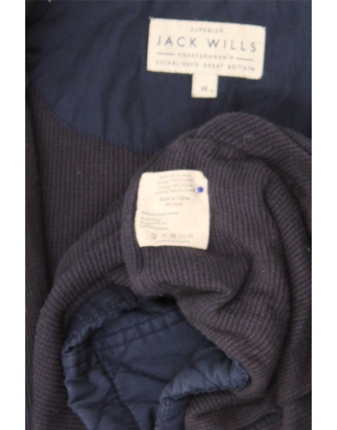 Jack Wills Veste matelassée pour homme UK 42 XL Bleu marine Coton