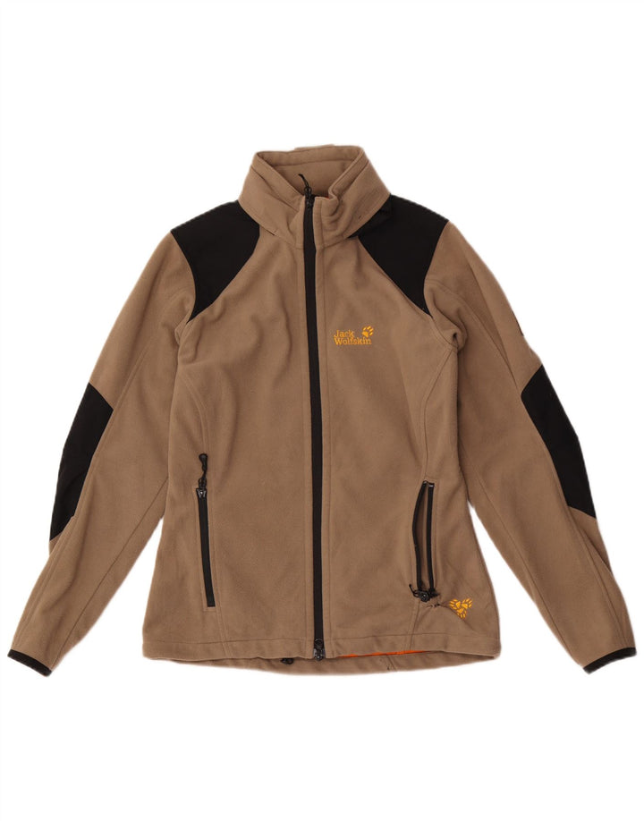 JACK WOLFSKIN Veste Polaire Femme UK 10 Petit Marron Colorblock Polyester