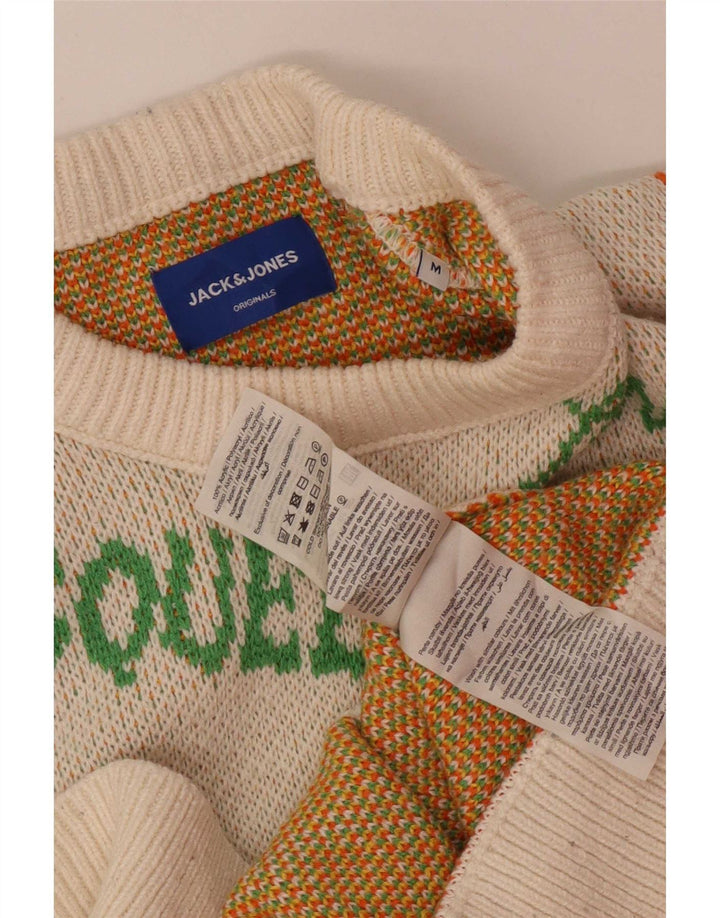 Jack & Jones Pull Graphique Col Ras-du-Cou Homme Blanc Moyen Acrylique