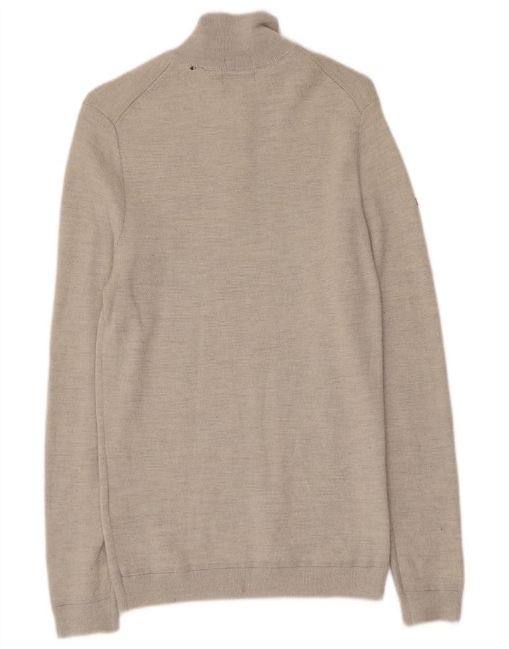 SUPERDRY Pull col zippé pour homme XS Gris Laine