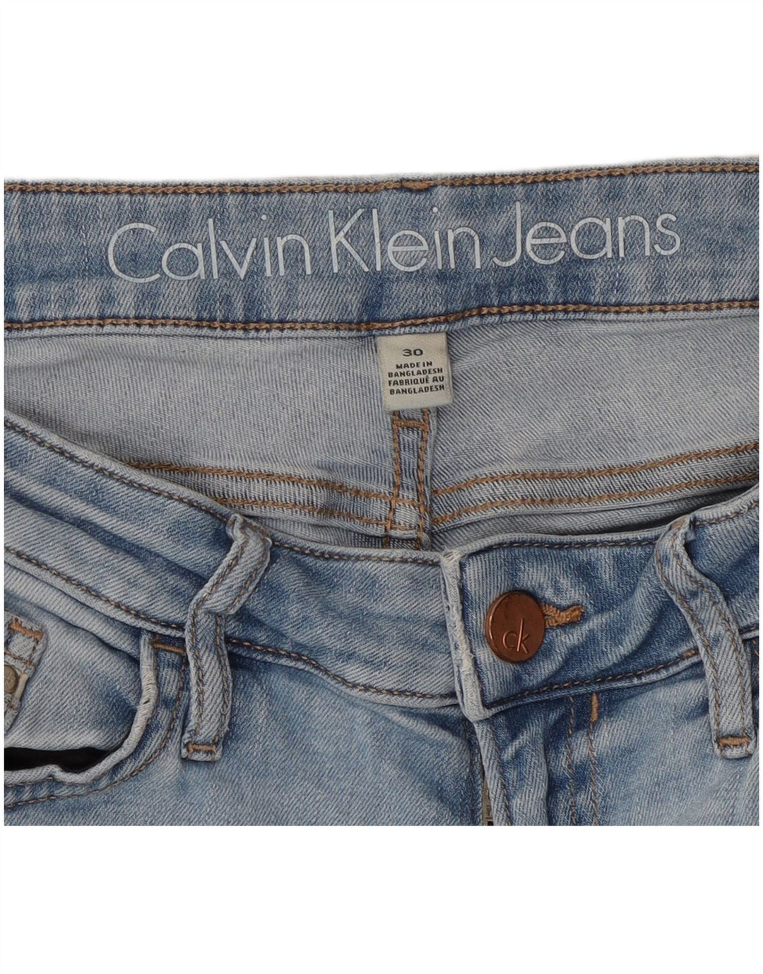Calvin Klein Jean Slim W30 L27 Femme Bleu Coton