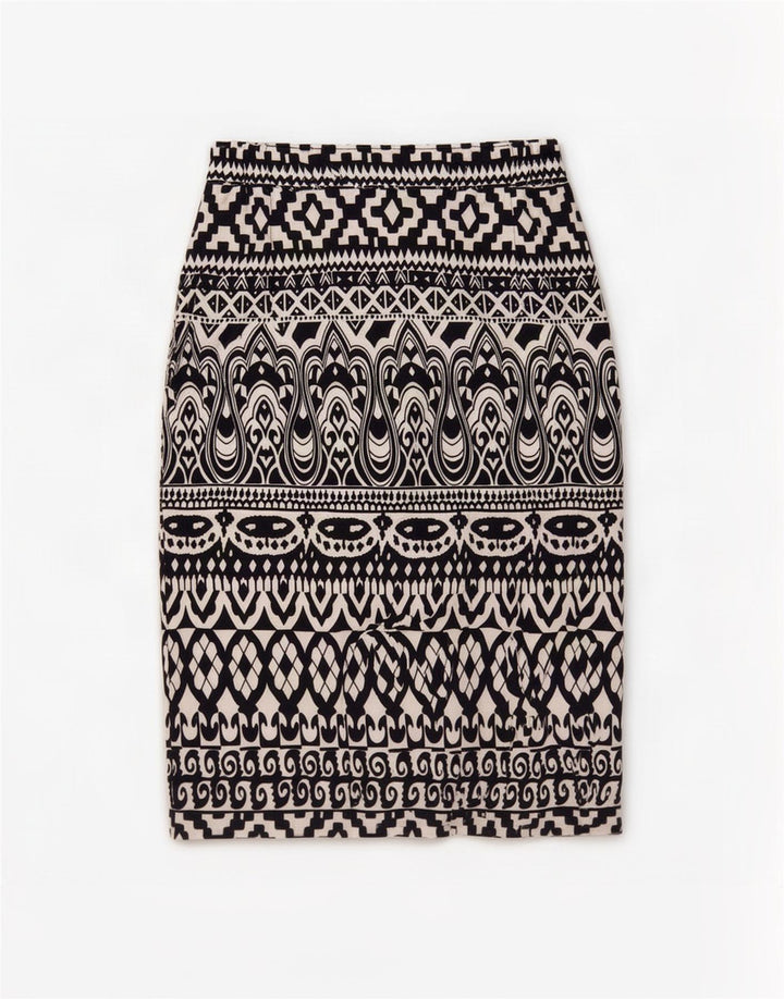 jupe crayon femme vintage EU 38 Moyen W30 Polyester Géométrique Noir