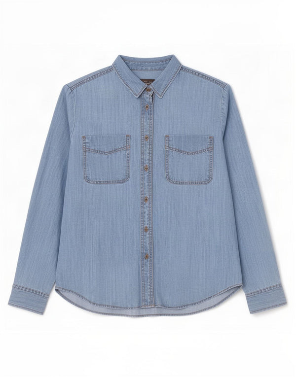 Marks & Spencer Chemise en jean surdimensionnée pour femme UK 10 Small Bleu Lyocell