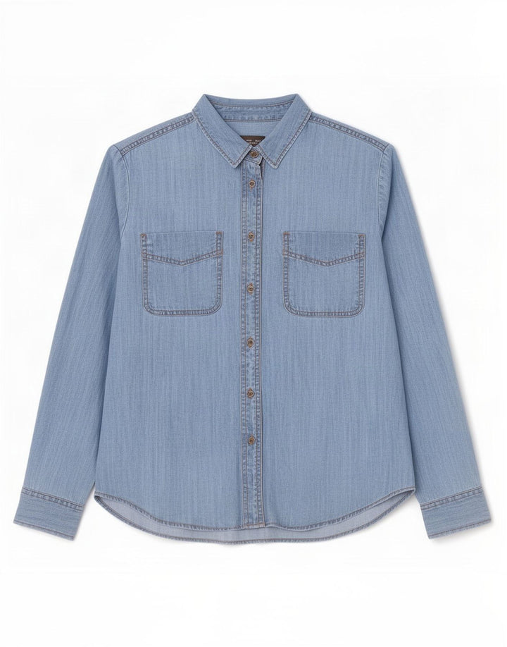 Marks & Spencer Chemise en jean surdimensionnée pour femme UK 10 Small Bleu Lyocell