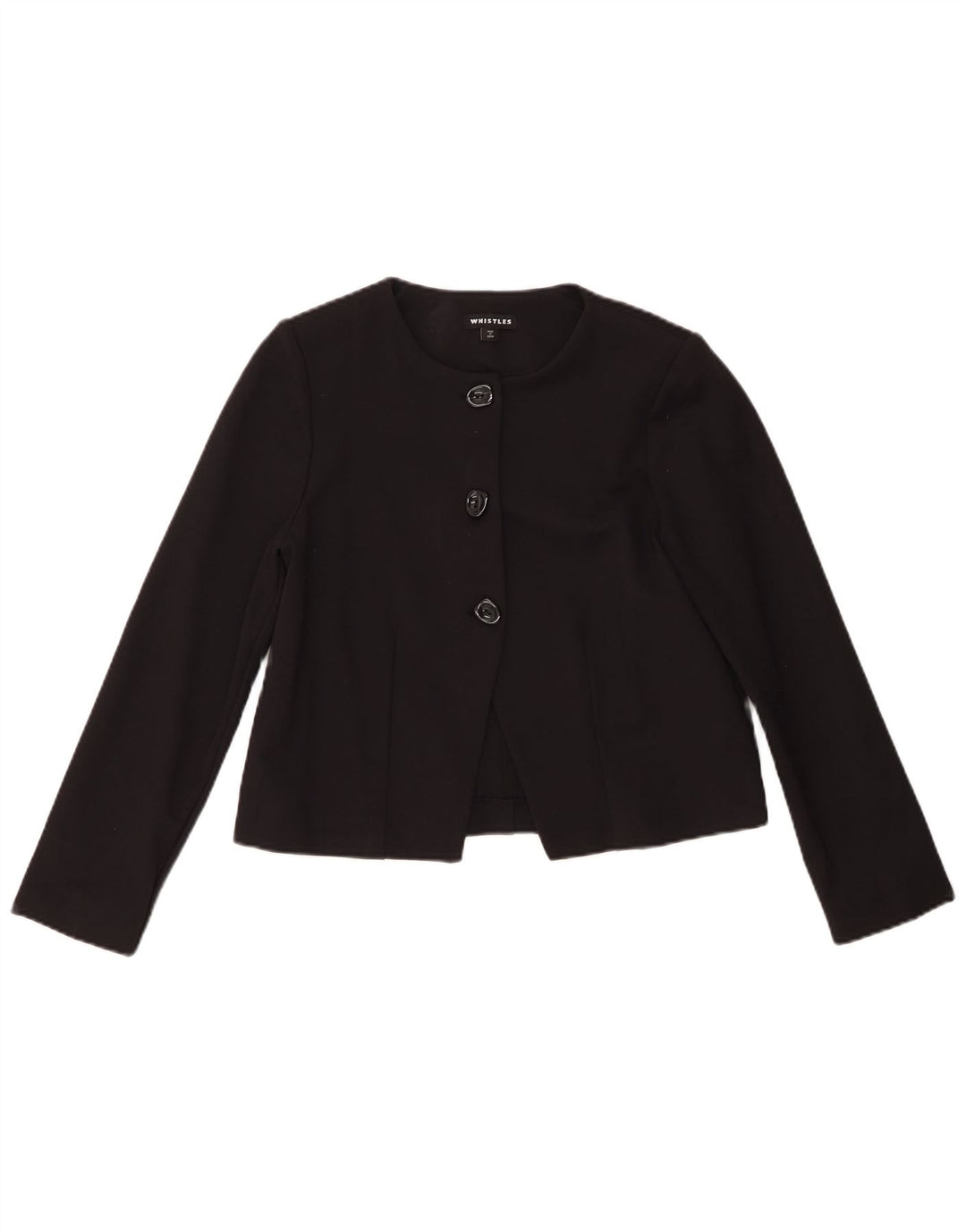 Whistles Veste blazer courte à 3 boutons pour femme UK 10 Petite viscose noire