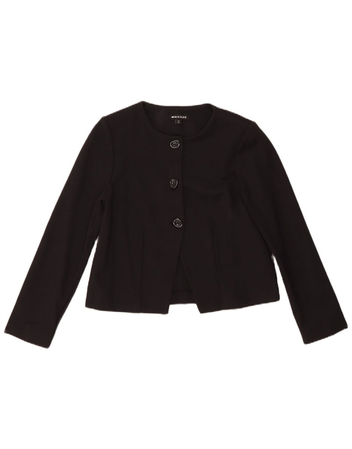 Whistles Veste blazer courte à 3 boutons pour femme UK 10 Petite viscose noire