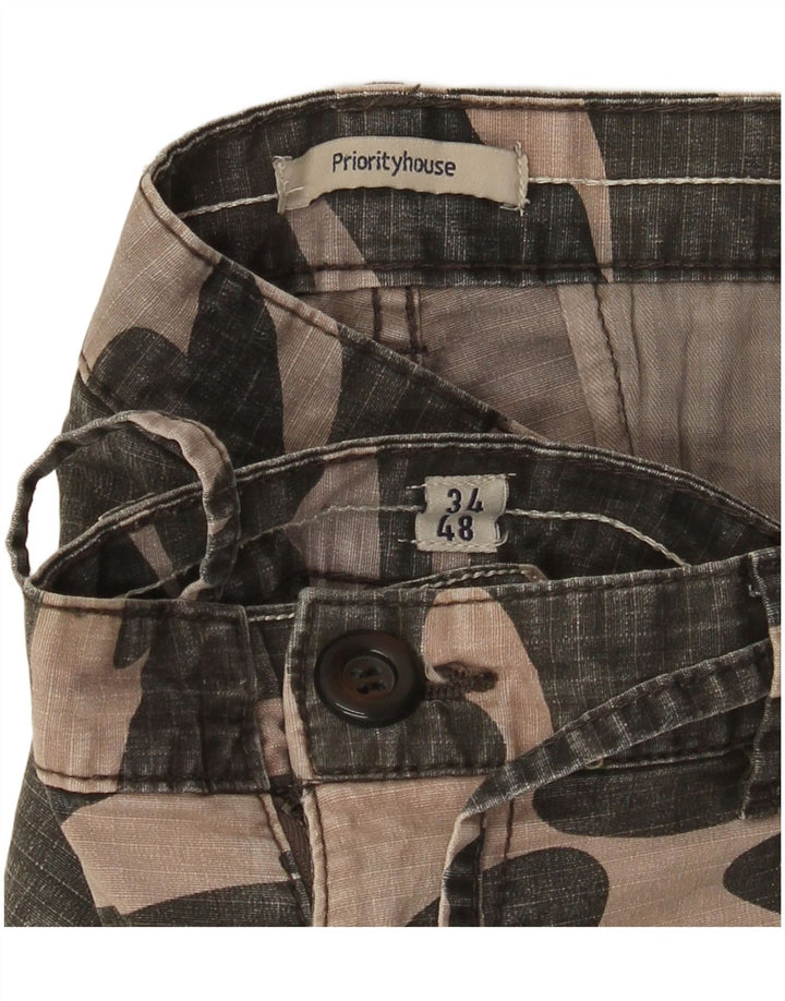 VINTAGE Short Cargo Homme W34 Grand Kaki Camouflage Coton