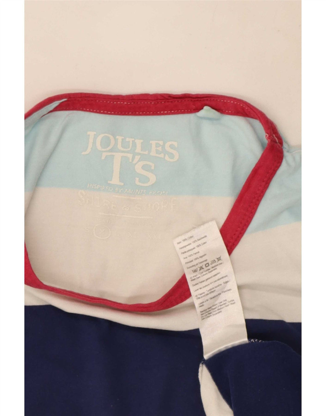 Joules T-Shirt Top Medium Multicolore Rayé Coton Homme