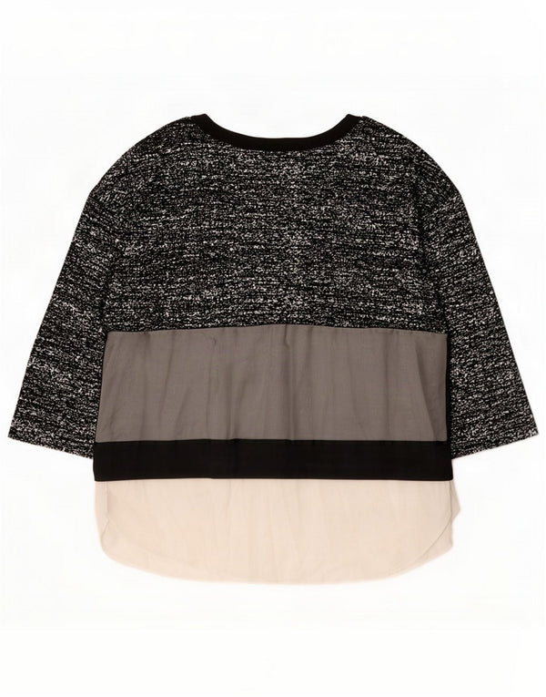 Marella Haut Femme Manches 3/4 UK 18 XL Noir Colourblock