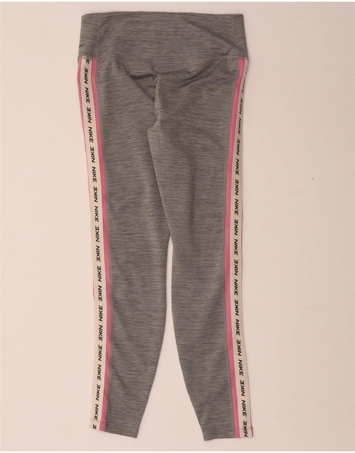 Nike Legging graphique Dri Fit pour femme UK 12 Polyester moucheté gris moyen