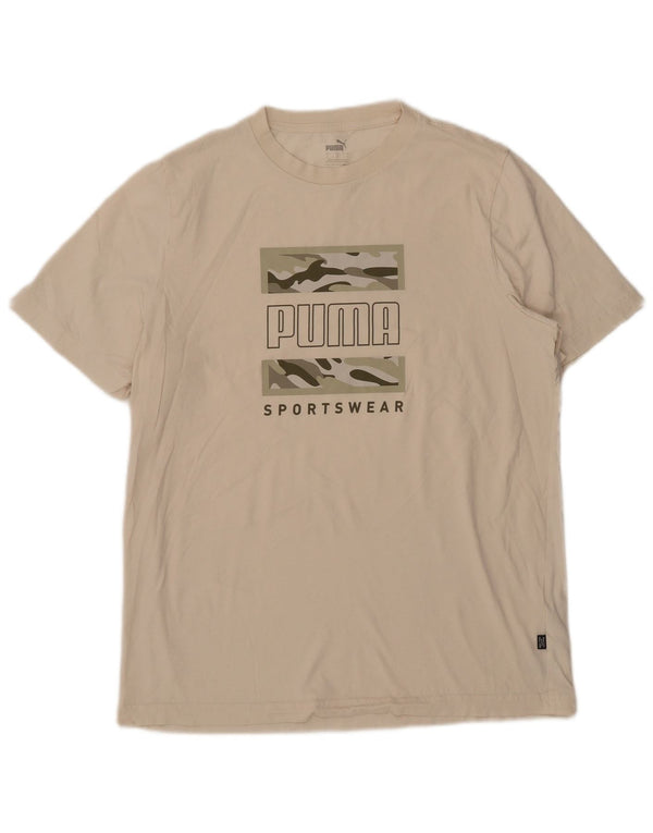Puma T-Shirt Graphique Homme Blanc Large Coton