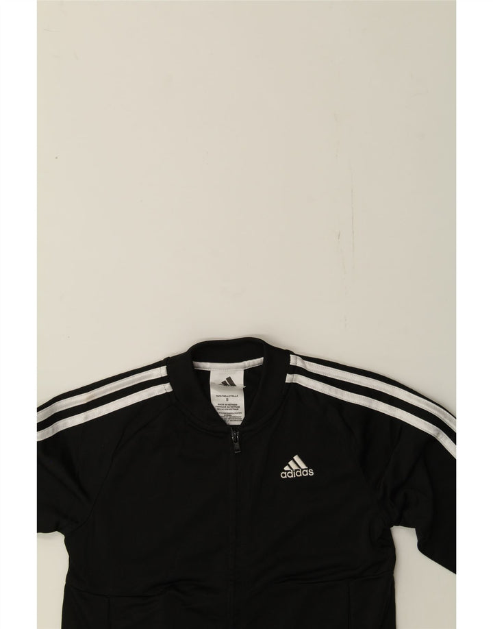 ADIDAS Boys Tracksuit Top Jacket 4-5 Years Black Polyester Vintage Adidas and Second-Hand Adidas from Messina Hembry 