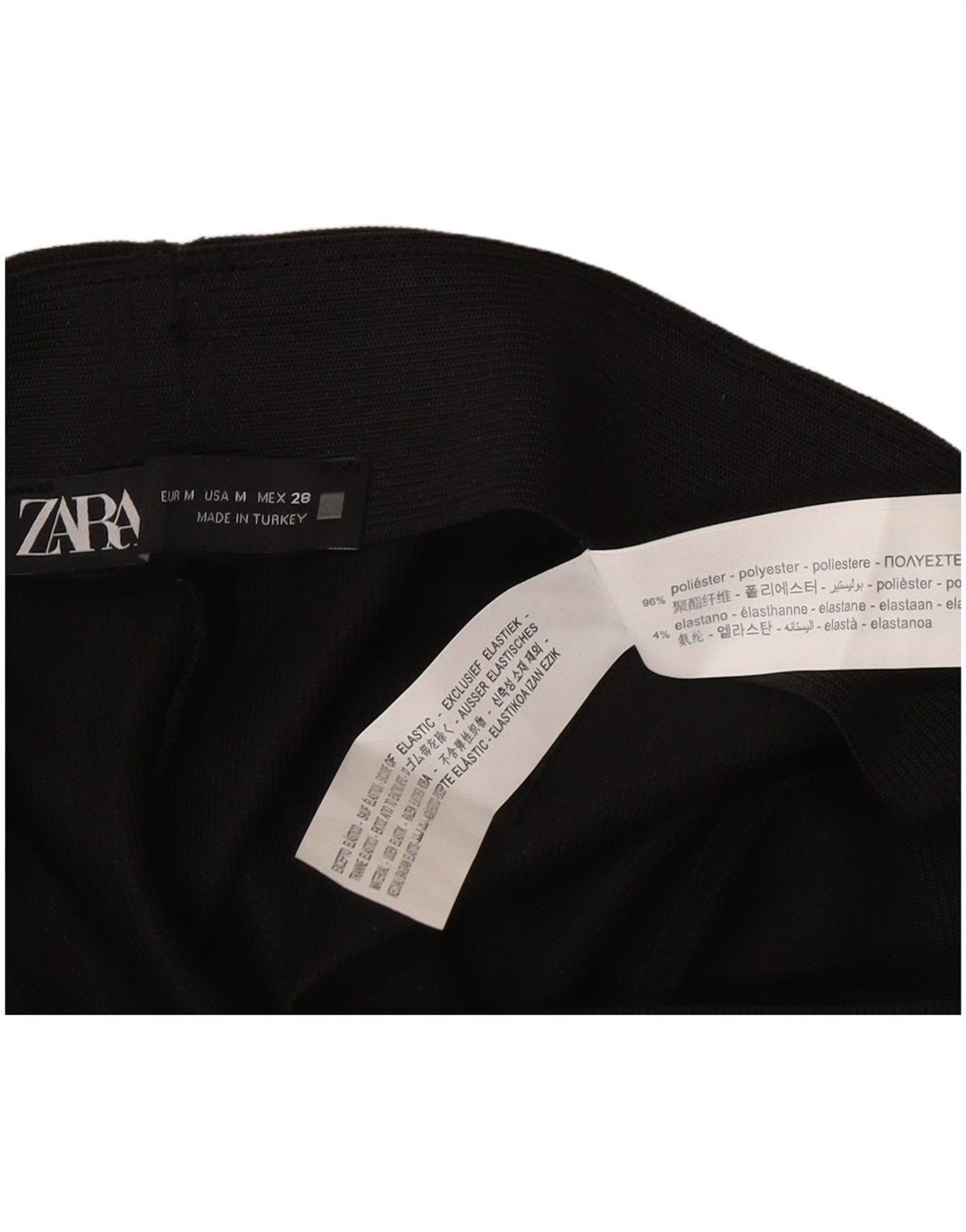 Zara Pantalon décontracté évasé pour femme Medium W28 L28 Noir Polyester