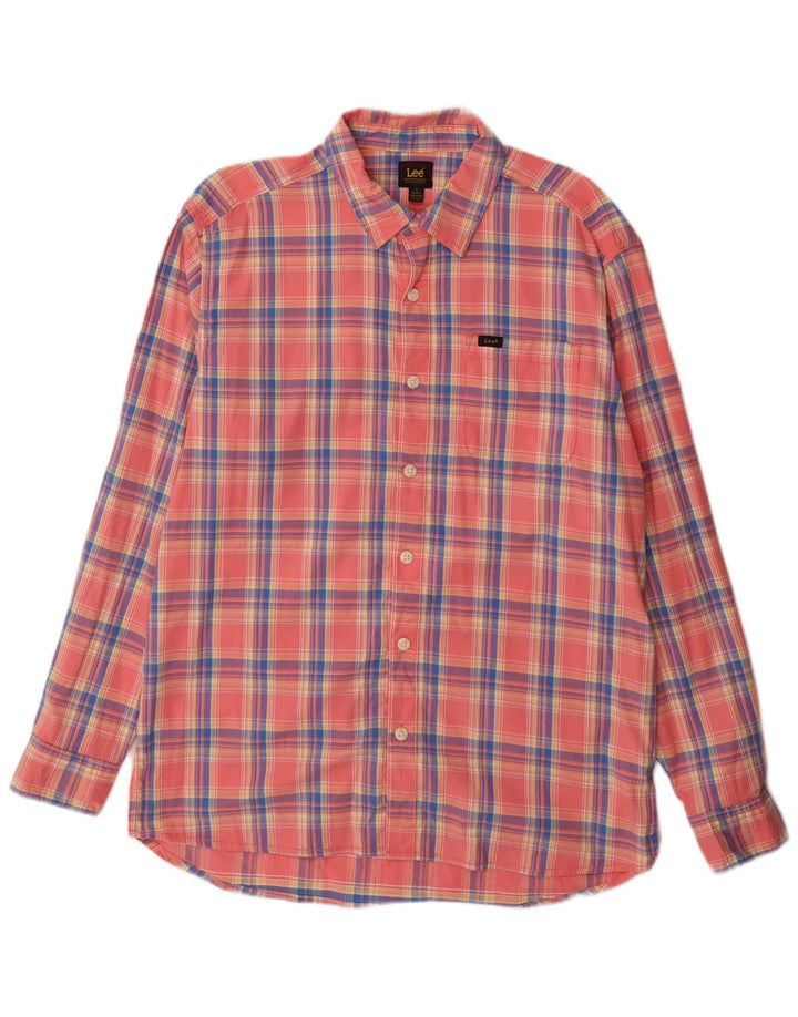 Lee Chemise en Flanelle Homme Grand Carreau Rose Coton