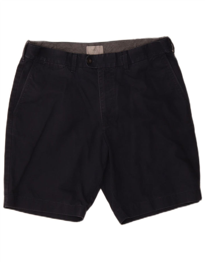 Marks & Spencer Short Chino Homme W36 Large Bleu Marine Coton
